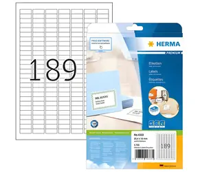 HERMA Etikety Premium A4 bílé 25,4x10 mm / Papír / Laser/Inkjet / 4725 ks
