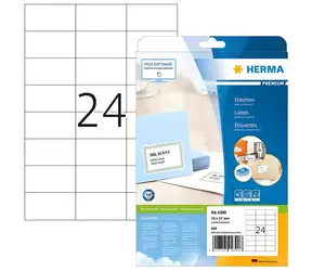 HERMA Etikety Premium A4 bílé 70x37 mm / Papír / Laser/Inkjet / 600 ks
