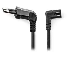 Nedis napájecí kabel Euro - IEC-320-C7 černý / Napájecí kabel / oboustranně úhlový 90° / dvoulinka / 5 m