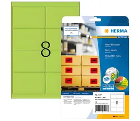 HERMA Etikety A4 neonově zelené / Etikety / 99,1x66,7 mm / 160 ks