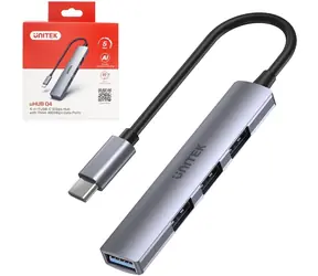 Unitek uHUB Q4 (H1208B) / USB hub / USB-C / 4x USB-A / USB 3.1 Gen 1