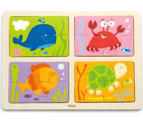 VIGA Dřevěné puzzle Mořská zvířata / 4v1
