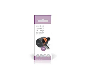 Nedis Nabíječka do auta 60 W / Nabíječka do auta / USB-A + USB-C / Power Delivery / zatahovací kabel 0,70 m