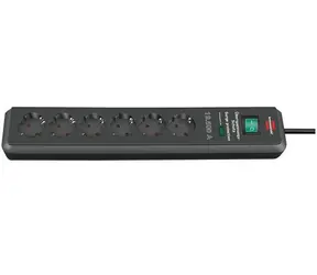 Brennenstuhl Secure-Tec antracit / Přepěťová ochrana / 6 zásuvek / 19 500 A / 2 m kabel