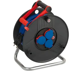 Brennenstuhl Garant černá/modrá / Kabelový naviják / IP44 / 3 zásuvky / 50 m / 3300 W