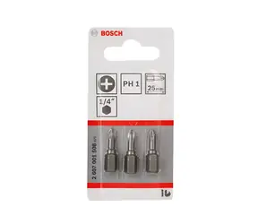 BOSCH Šroubovací bity Extra Hard PH1 / Sada bitů / 25 mm / 3 ks