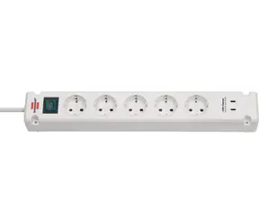 Brennenstuhl Bremounta bílá / Prodlužovací kabel / 5x zásuvka / 2x USB-C / 3 m / vypínač