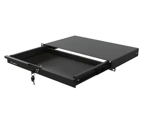 Lanberg Výsuvná rack police 1U černá / Rack police / 19" / Hloubka 270 mm / Nosnost 30 kg