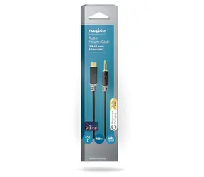 Nedis adaptér USB-C - 3,5 mm jack černý / Adaptér / USB 2.0 / pozlacené konektory / 1 m