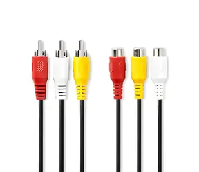 Nedis Prodlužovací kompozitní video kabel 3x RCA - 3x RCA černá / Kabel / 480p / 2 m