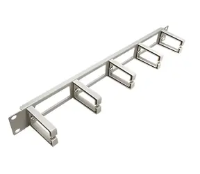 Value 19" vyvazovací panel 1U šedý / Vyvazovací panel / jednostranný, průchozí / 5x plastový třmen C