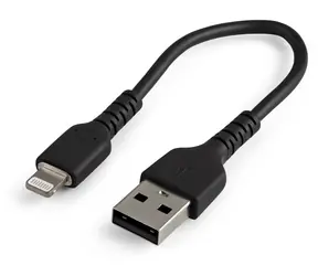 StarTech odolný kabel USB-A na Lightning černá / Datový kabel / aramidová vlákna / 0,15 m