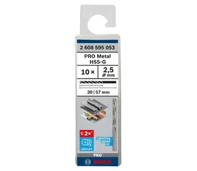 BOSCH HSS-G 2,5x30/57mm / Sada vrtáků do kovu / Délka 30/57 mm / 10 ks