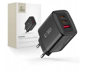 Tech-Protect NCA65W-GAN černá / Nabíječka / GaN / 65W / 2x USB-C / 1x USB-A