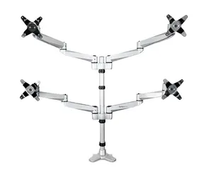StarTech Quad Monitor Mount Premium stříbrná / Držák pro 4 monitory / 13-27" / nosnost 45 kg / rotace 360°
