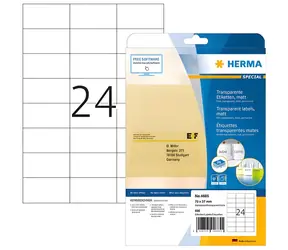 Herma etikety 70x37 mm transparentní matná fólie / Etikety / laser / povětrnostně odolné / permanentní / 600 ks