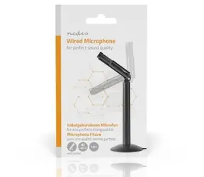 Nedis stolní mikrofon / Mikrofon / Kabelový / 3,5 mm jack / Všesměrový / 1,8 m kabel