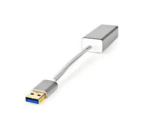 Nedis adaptér USB-A zástrčka - RJ45 zásuvka stříbrná / Adaptér / USB 3.2 Gen 1 / 1 Gbps / 0,20 m