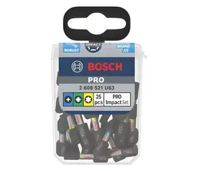 BOSCH Sada bitů PRO Impact / Sada šroubovacích bitů / 25 ks / 1/4" / PH2, PZ2, T20, T25, T30