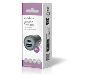 Nedis Nabíječka do auta 38 W / Nabíječka do auta / USB-C Power Delivery + USB-A Quick Charge / 12-24 V