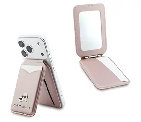 Karl Lagerfeld Mirror růžová / Peněženka s přihrádkou na kartu a stojánkem / MagSafe