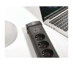 Brennenstuhl Premium-Line černá / Prodlužovací kabel / 6 zásuvek / 2x USB / 3 m / vypínač