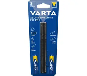 Varta Aluminum Light F10 Pro černá / Svítilna / LED / 150 lm / 2x AAA / dosvit až 45 m