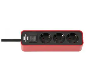 Brennenstuhl Ecolor červená/černá / Prodlužovací kabel / 3 zásuvky / 1,5 m / 3500 W / vypínač