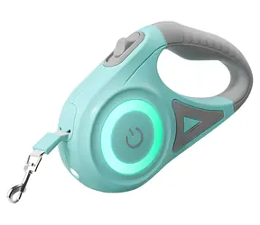 Rojeco Automatické vodítko LED zelené / Vodítko pro psy / Samonavíjecí / 5 m / RGB podsvícení / do 35 kg