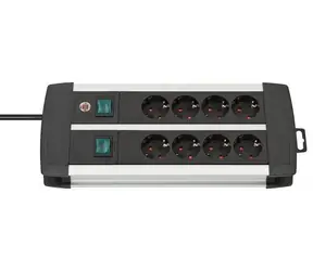 Brennenstuhl Premium-Alu-Line černá/stříbrná / Napájecí lišta / 8x zásuvka / 3 m / 3500 W