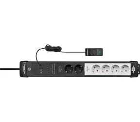 Brennenstuhl Premium-Line Comfort Switch Plus černá/šedá / Prodlužovací kabel / 6x zásuvka / nožní spínač / 3 m