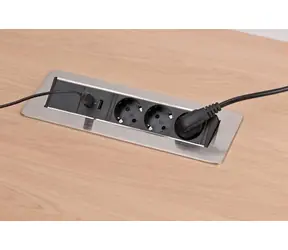 Brennenstuhl Indesk-Power stříbrno-černá / Stolní zásuvka / 3x zásuvka / 2x USB-A / 2100 mA / 2 m