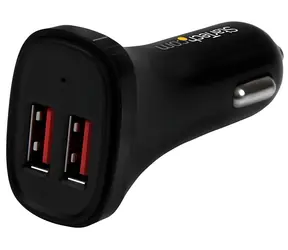 StarTech dvouportová USB nabíječka do auta černá / Autonabíječka / 2x USB-A / 24 W / 4,8 A