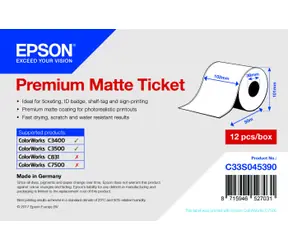 Epson Premium Matte Ticket role 102 mm x 50 m / Role do POS tiskárny / Matný povrch