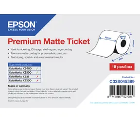 Epson Premium Matte Ticket 80 mm x 50 m / Role do tiskárny / Matný papír / 1 ks