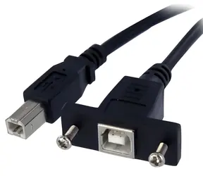 StarTech USB 2.0 kabel s montáží na panel černá / Kabel / USB B samec-samice / 91 cm / 480 Mbit/s