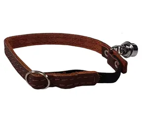 HUHUBAMBOO Kožený obojek pro kočky hnědý / 1x32 cm