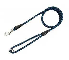 Huhubamboo Lanové vodítko UZLÍK černo-modrá / Vodítko pro psy / 1x150 cm