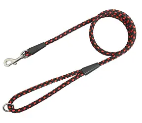 Huhubamboo Lanové vodítko UZLÍK černo-červená / Vodítko pro psy / 1x150cm