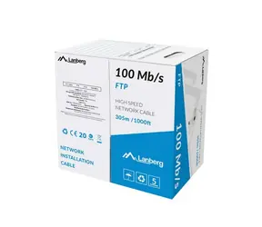 Lanberg FTP kabel 305 m šedá / Síťový kabel / drát / CCA / 100 MHz / AWG24