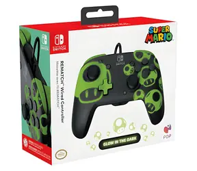 PDP Rematch 1Up Glow in the Dark / Herní ovladač / drátový / USB / 3 m / Nintendo Switch