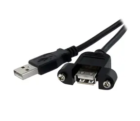 StarTech USB-A - USB-A kabel s montáží na panel černá / Kabel / USB 2.0 / 0,3 m