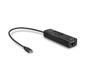 Lindy USB-C hub s Gigabit LAN černá / USB hub / USB 3.2 Gen 1 / 3x USB-A / RJ45