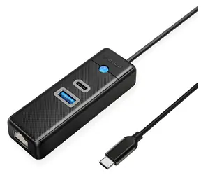 Orico PW3UR25-C3 černá / USB hub / 1x USB-A 3.0 / 1x USB-C 3.0 / 1x RJ45 2.5G LAN / kabel 0,5 m