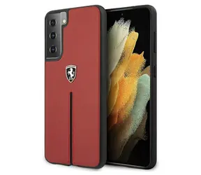 Ferrari Off Track Leather Nylon Stripe červená / Kryt / Samsung Galaxy S21+