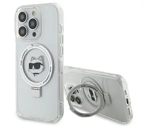 Karl Lagerfeld KLHMP15LHMRSCHH bílá / Pouzdro / Apple iPhone 15 Pro / Ring Stand Choupette Head MagSafe