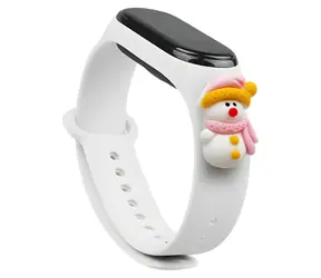 Hurtel Strap Xmas bílá / Řemínek / Xiaomi Mi Band 3/4 / Vánoční / sněhulák