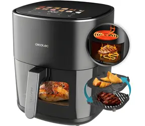 Cecotec Cecofry&Grill Duoheat 6500 černá / Horkovzdušná fritéza / 2200 W / 6,5 l / okénko / dvojitý ohřev