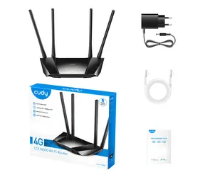 Cudy LT400 černá / Router / 4G LTE Cat4 / 1x WAN + 3x LAN RJ45 / 2,4 GHz 300 Mbit/s