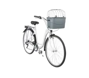 TRIXIE Přepravka na kolo s drátěným víkem šedá / Přepravka na kolo / Do 5 kg / 42 x 39 x 30 cm
